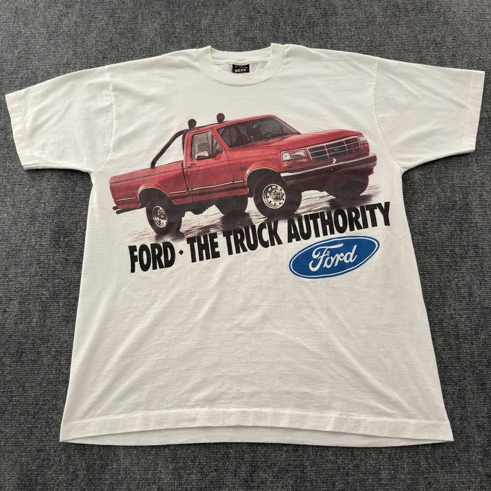 Vintage 90s Mens XL Ford Motor Co F150 The Truck Authority T-Shirt White USA